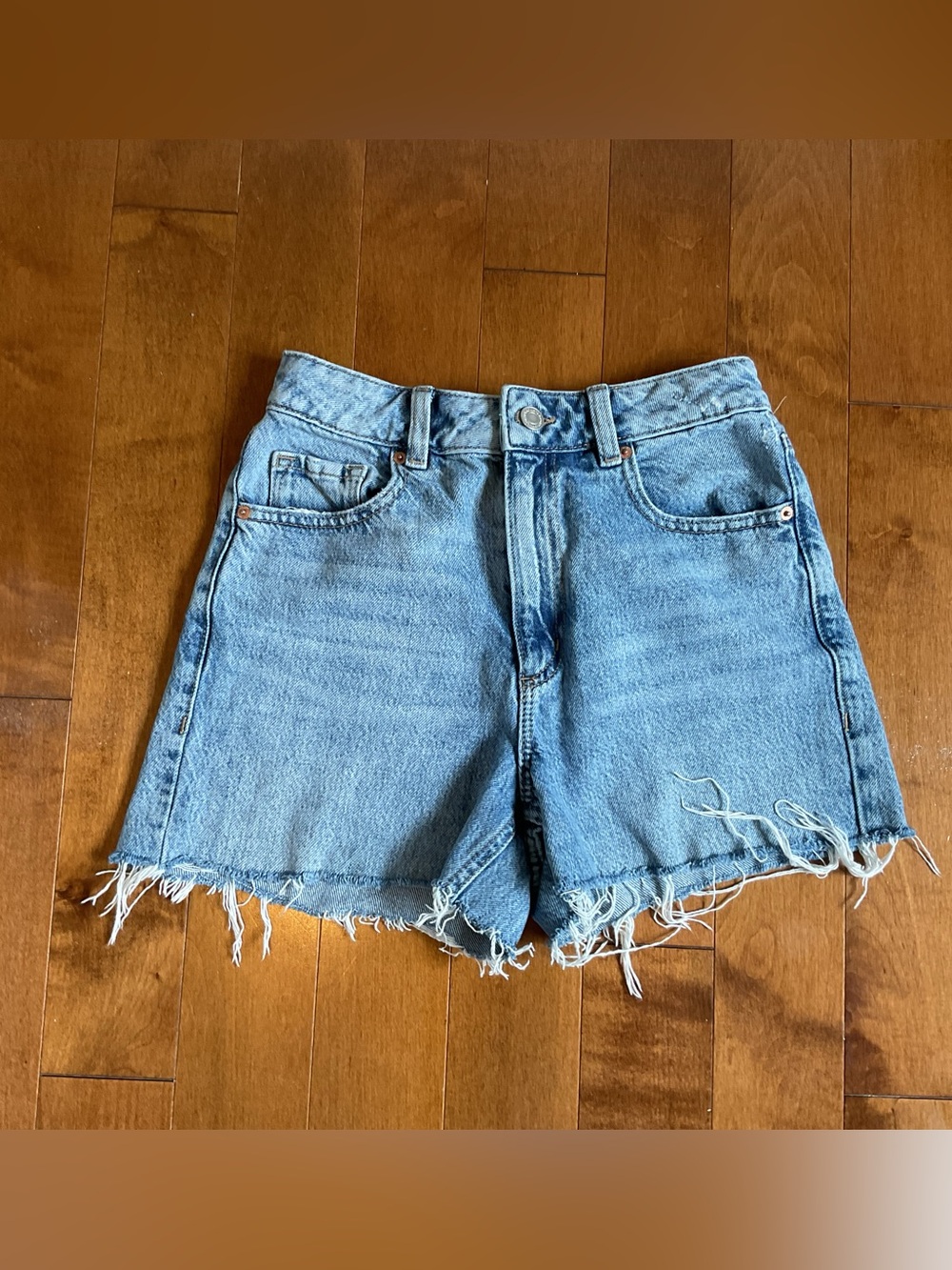 Dynamite Light Blue Distressed Denim Shorts